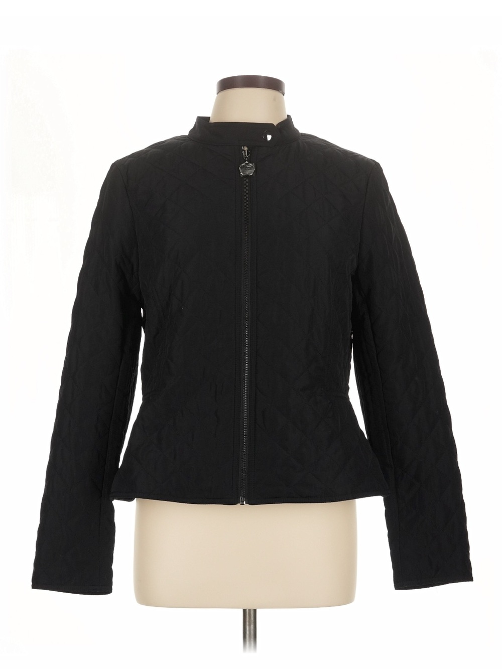 ANN TAYLOR Black Quilted Zip-Front Jacket Size Large
